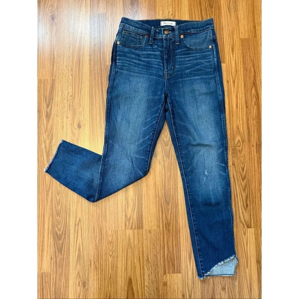 Madewell Women's 10" High Rise Cutout Tulip Hem Edition Skinny Jeans Blue Sz 27